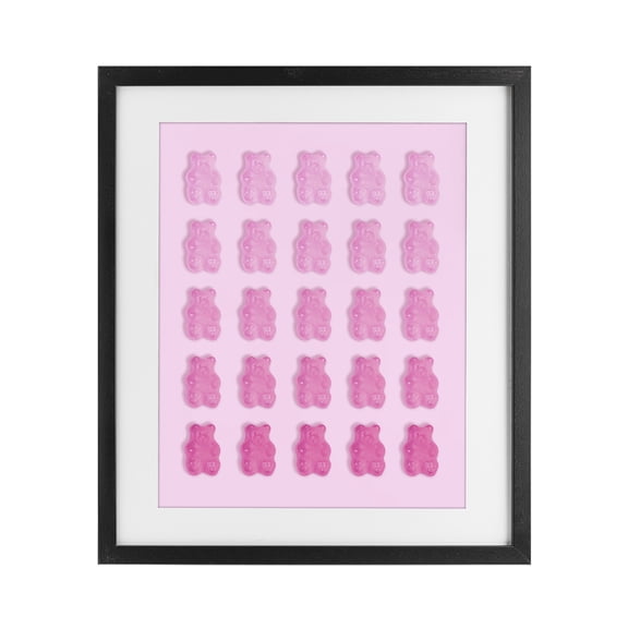 Stupell Industries Eclectic Gradient Pastel Pink Bears Black Framed Print Under Glass, 13 x 16, by LISH Creative