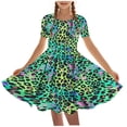 thumbnail image 1 of RXIRUCGD 2025 Vêtements d'Été pour Enfants Filles Enfants d'Âge Moyen Robes à Manches Courtes Col Rond Vêtements de Pratique pour Enfants Robes de Danse, 1 of 5