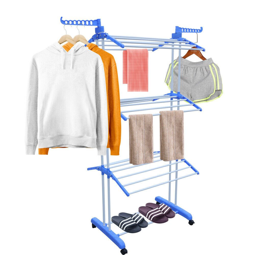 OUKANING 3 layers Laundry Clothes Storage Drying Rack Portable Folding