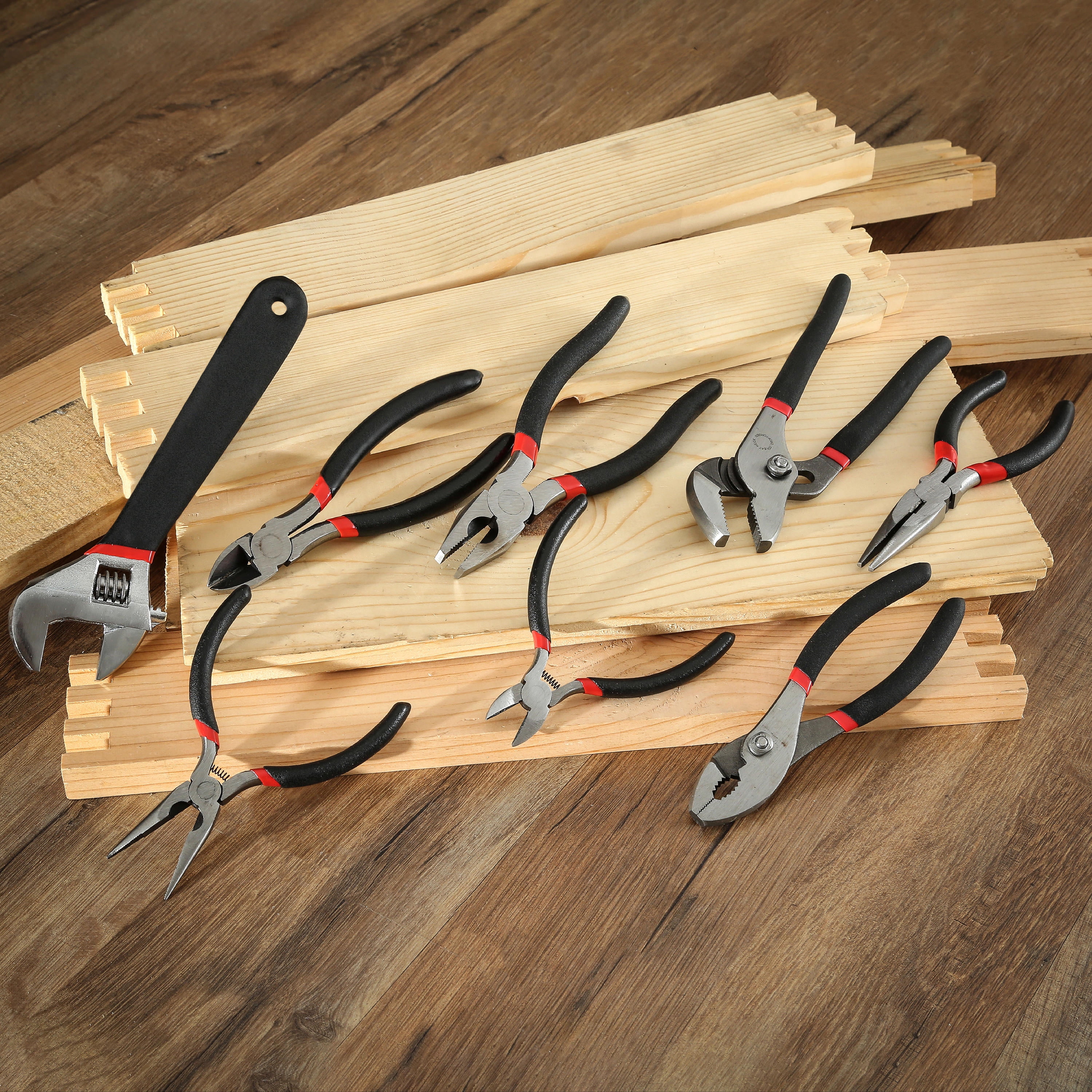 GreatNeck 8 Piece Pliers Set with Adjustable Wrench