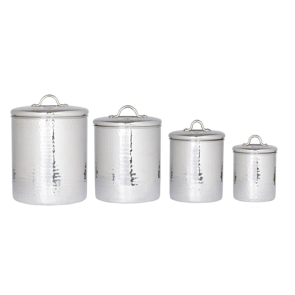 4 Piece Hammered Stainless Steel Canister Set with Fresh Seal® Lids