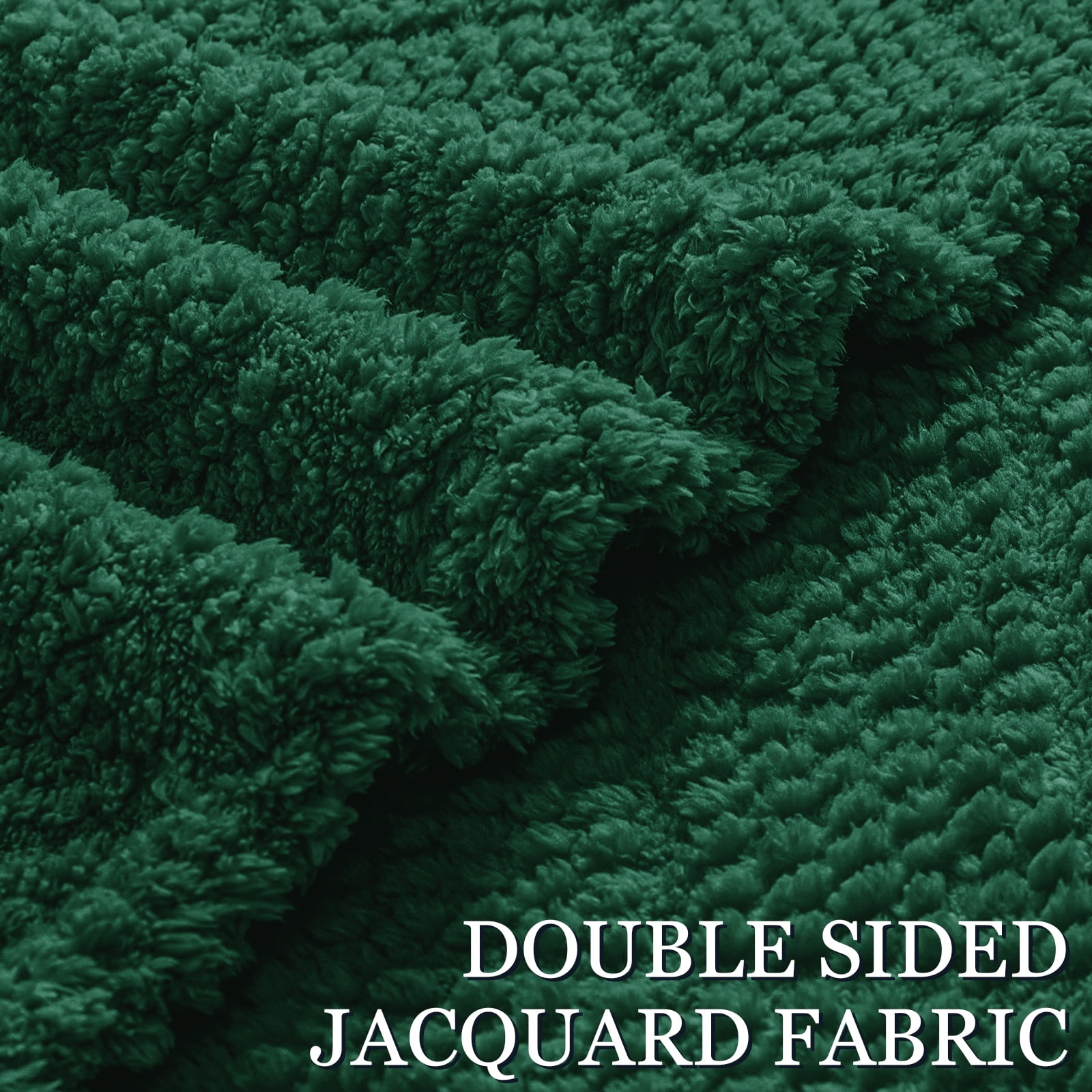 Whale Flotilla Fuzzy Fleece Queen Size Blanket for Bed, Soft Fluffy Jacquard Waffle Blankets for All Season, Lightweight and Warm, 90x90 Inch, Emerald Green