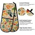 thumbnail image 2 of Yayeee Double Oven Mitt Kitchen Heat Resistant Baking 35" x7" Quilted Glove, Orange Leaves, 2 of 6