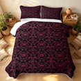 thumbnail image 3 of Erosebridal Retro Damask Quilt Full, Baroque Floral Full Bedspread Sets, Black Hot Pink 3pcs, 1 Coverlet and 2 Pillowcases, 3 of 7