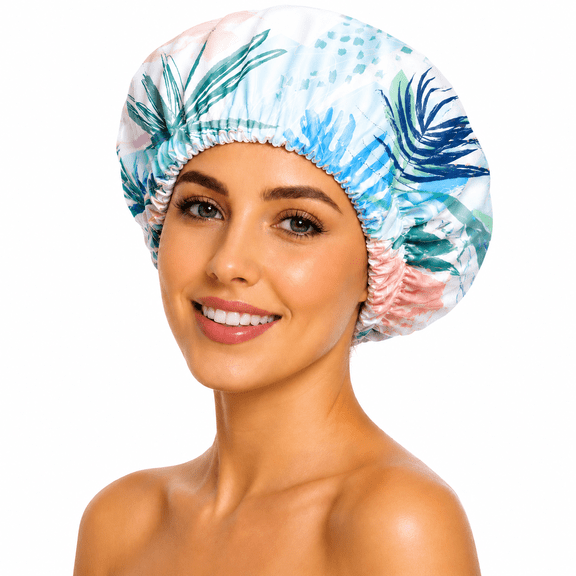 Keeygo Reusable Waterproof Shower Cap, 20 to 24 inches, Summer Style