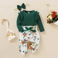 thumbnail image 6 of Odeerbi Infant Girls Layette Set Long Sleeve Romper Jumpsuit Outfits Baby Clothes Fashion Casual Round Neck Collar Botton Tops Solid Color Long Pants Sets Green, 6 of 9
