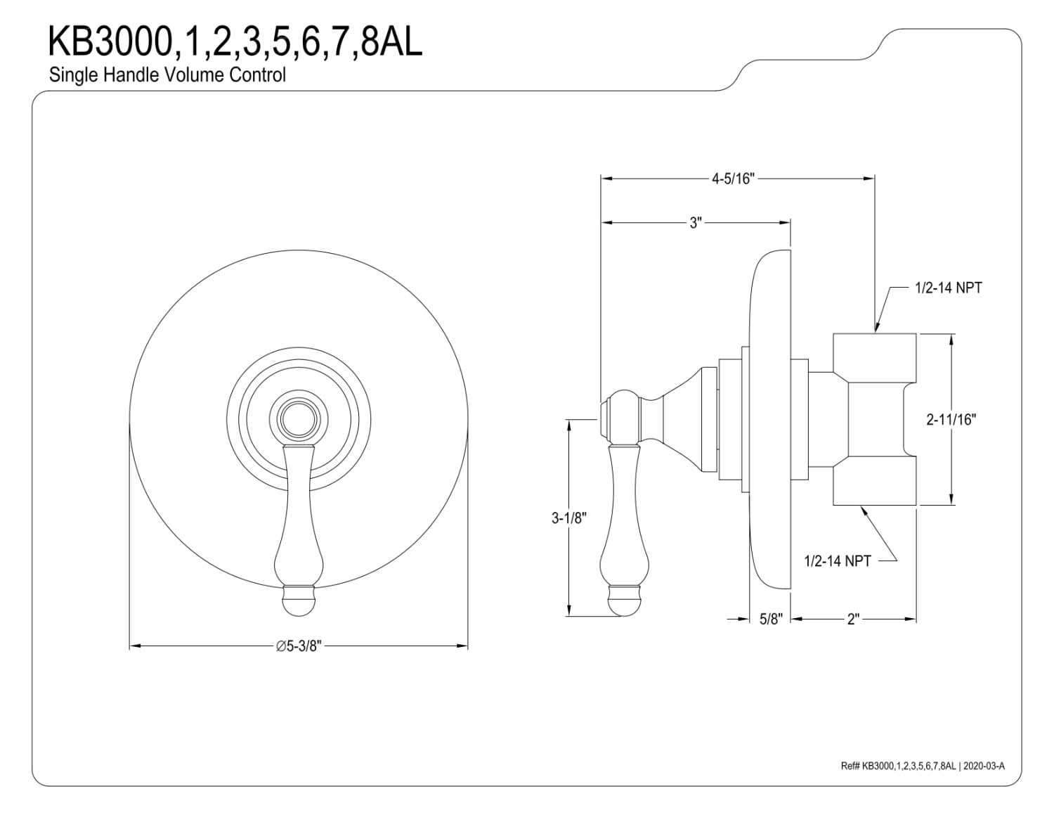 Kingston Brass KB3003AL Vintage Volume Control, Antique Brass