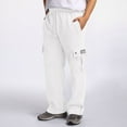 thumbnail image 2 of Rinsvye Male Fitness Running Trousers Fr Pants for Men Drawstring Loose Waist Solid Fluff Yeah Slide Color Pocket Loose Fleece Tech Pants Men Sweatpants, 2 of 8