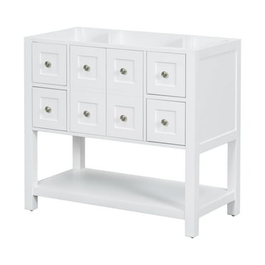 Miekor Furniture 36'' Bathroom Vanity without Sink,Free Standing Vanity Set with 4 Drawers& Soft Closing Doors,Solid Wood Frame Bathroom Storage Cabinet Only W5UAAK