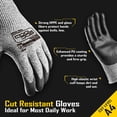 thumbnail image 3 of Guantes de trabajo de seguridad COOLJOB resistentes a cortes, nivel A4, gris, tamaño grande, 3 of 5