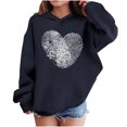 thumbnail image 2 of Girls Navy Fingerprint Heart Hoodie Oversized Pullover Lightweight Graphic Sweatshirt for Kids,Size 11 T, 2 of 8