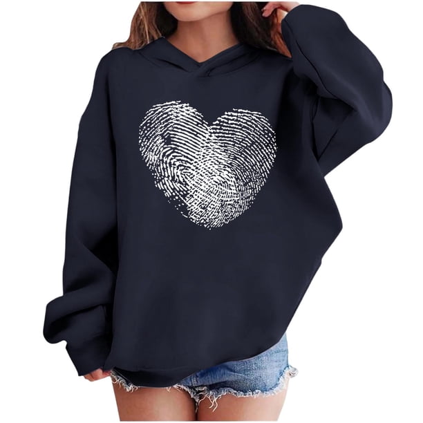 Sudadera con capucha y estampado de corazón de San Valentín, sudadera de manga larga para niños y niñas, chaqueta para niñas de talla mediana y grande.