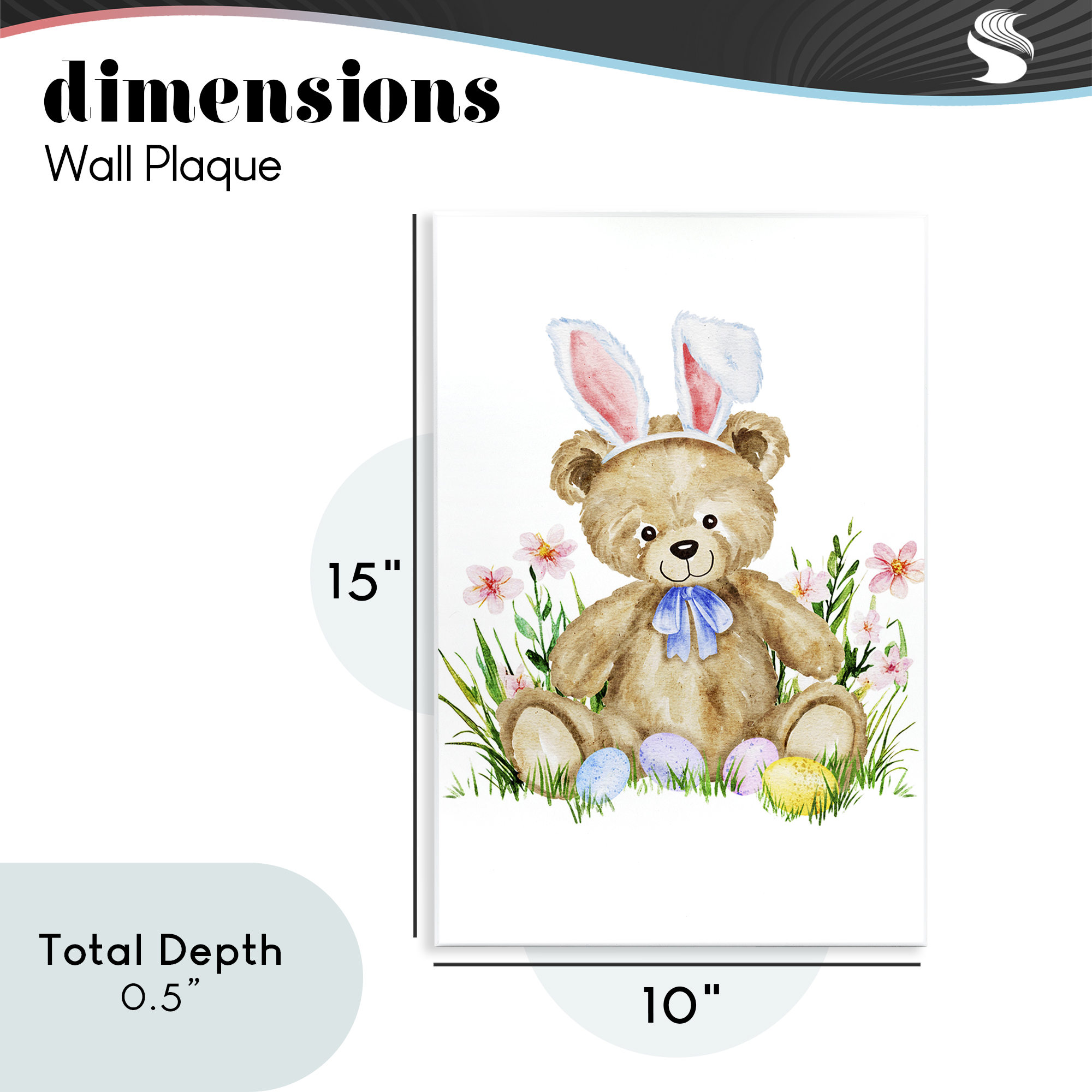 Springy Easter Teddy Bear Wall Plaque Art, design by Amy Hall