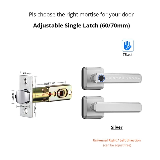 Door Lock, Fingerprint TTLock Digital Biometric Lock Wireless Password Smart Keyless Electronic Handle Door Lock Single Latch ,Easy to Install