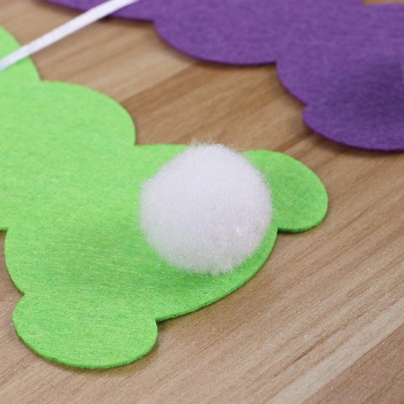 Pretyzoom 2 Sets Easter Party Banner with -Shaped Felt Flags and Colorful Pom Pom Decorations