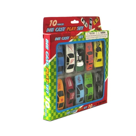 10 Car Set - Vehicle Car Collection Set of 10 with a Red Convertible