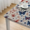 thumbnail image 5 of nygtbtfer Fitted Tablecloth Elastic Edged Table Cover, Blue Red Wipeable Table Cloths for Kitchen Dining Party Fit up Tables, on Burlap Linen 46*46, 5 of 8