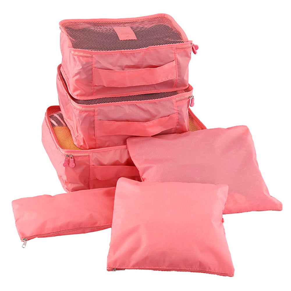 9 pc Set Pink Waterproof Travel Luggage Organizer Storage Bags Packing Cubes