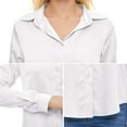 thumbnail image 5 of Needbo Women's Blouse Satin Silk Long Sleeve Button Down Shirts with Pocket Casual Work Office Top, White XS-3XL, 5 of 7