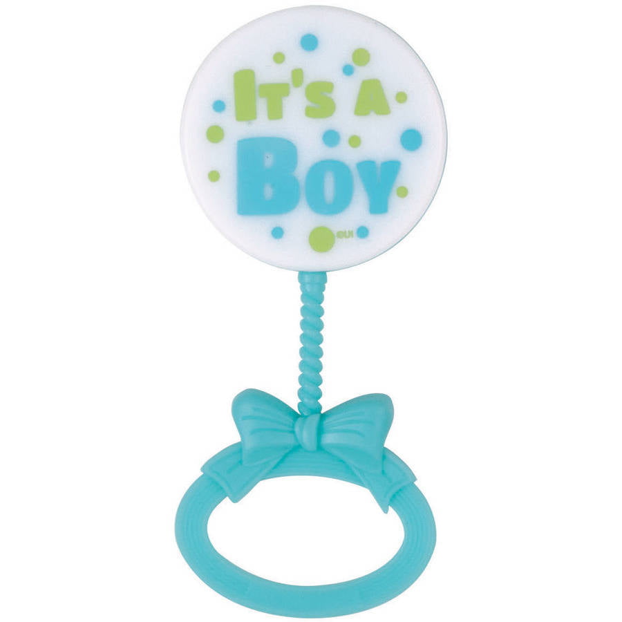 Plastic It's a Boy Rattle Baby Shower Favors, 3.5 in, Blue, 4ct ...