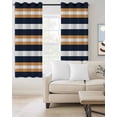 thumbnail image 2 of Orange Navy Blue Striped Blackout Curtains 63 Inches Long for Bedroom, Minimalist Farmhouse Lines Thermal Insulated Room Darkening Black Out Window Curtain Panels Grommet Drapes for Living Room, 2 of 8
