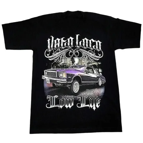 Vato Loco Low Life T-Shirt, Retro Streetwear Graphic Car Tee, Men Outfit