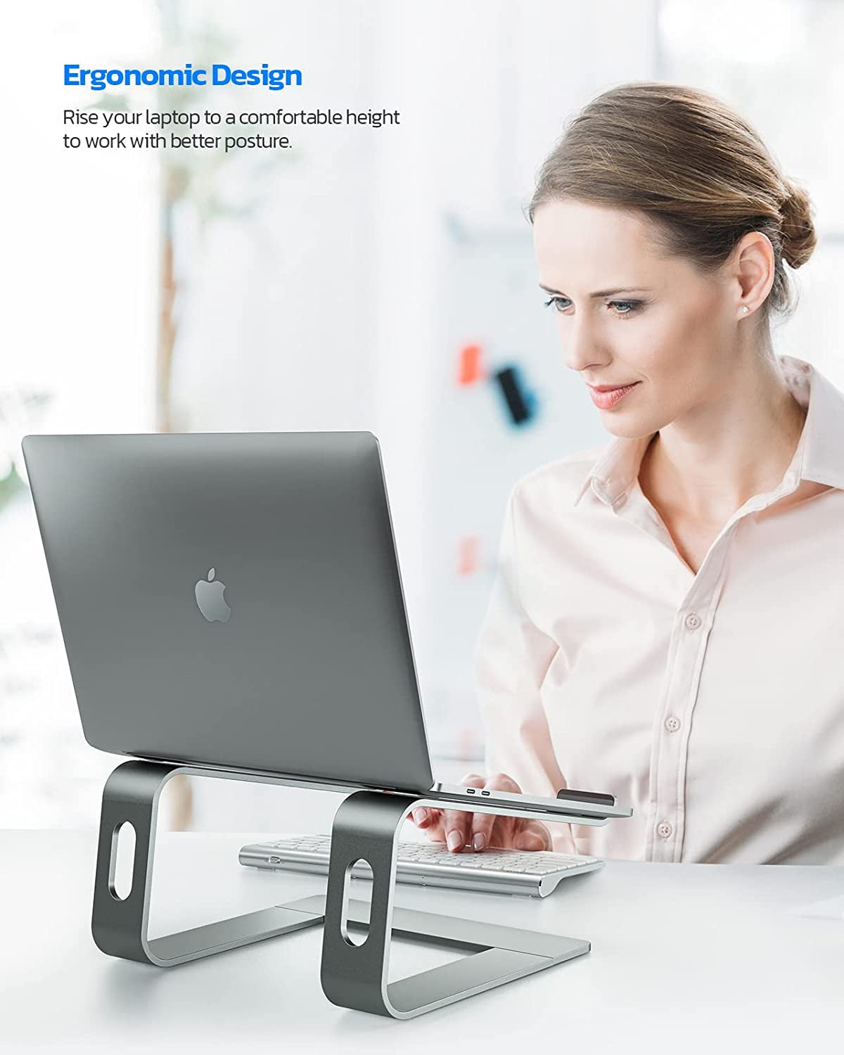 All-Aluminum Laptop Stand for Desk, Ergonomic Detachable Ventilated Cooling Computer Riser, Anti-Slip Design Notebook Holder Compatible with All 10-16" Laptops (MacBook, Dell XPS, HP, Lenovo)