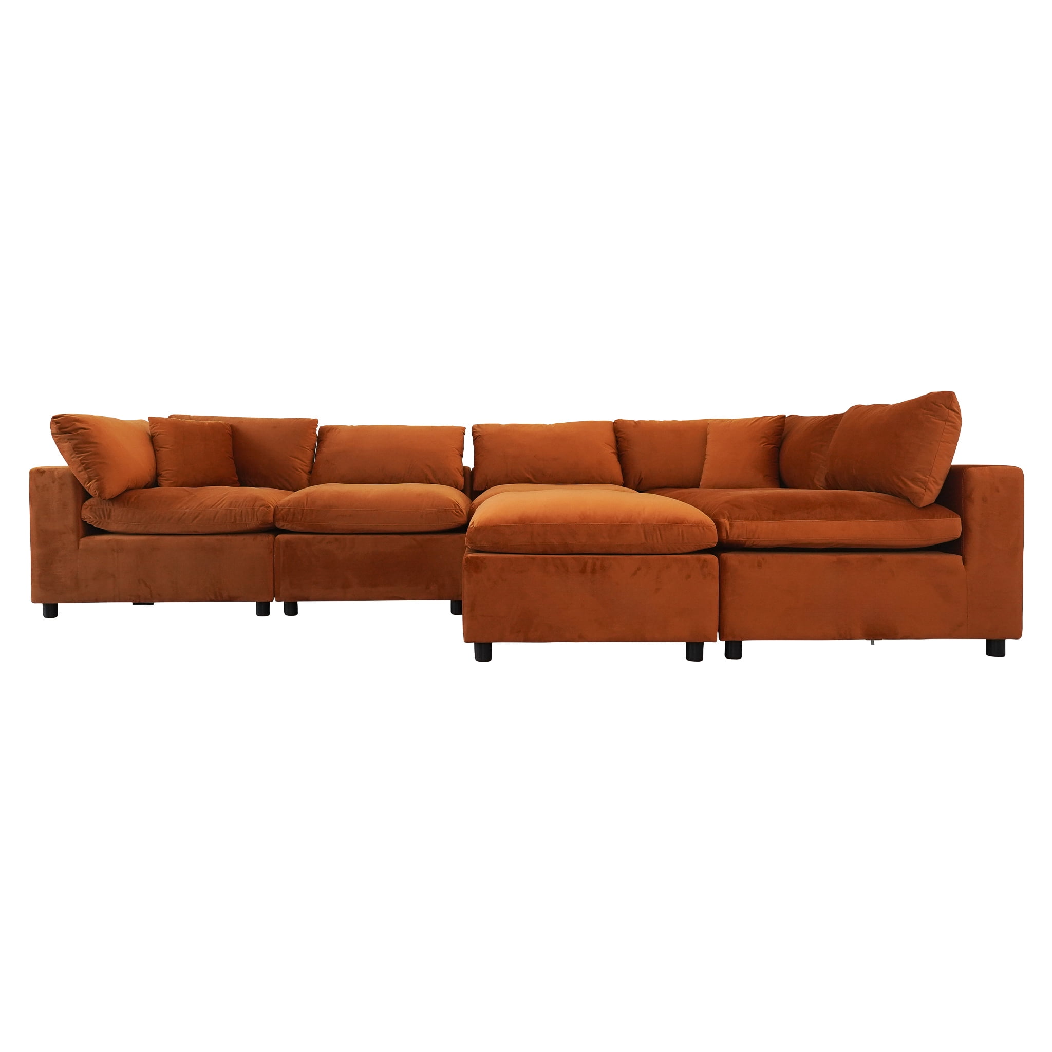 Fremont Living Room Mid Century Modern Modular Cognac Orange