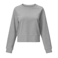 thumbnail image 2 of Fengqque Women's Crew Neck Sweatshirt Loose Pullover Long Sleeve Raglan Sleeve Shirts Solid Color Soft Tops Gray-B XL, 2 of 7