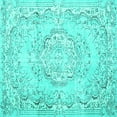 thumbnail image 1 of Ahgly Company Machine Washable Indoor Square Persian Turquoise Blue Traditional Area Rugs, 7' Square, 1 of 4
