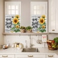 thumbnail image 3 of 3 Piece Kitchen Curtains and Valances Set Yellow Sunflower Cafe Curtains 36 Inch Length Bee Wooden Grain Country Farmhouse Valance & Tier Curtain for Living Room Bedroom Window 54"x18"+27"x36"*2, 3 of 6