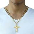 thumbnail image 3 of 22" 5mm Mens Curb Cuban Chain Cross Pendant Necklace Gold Plated Stainless Steel, 3 of 5