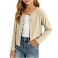 thumbnail image 2 of Edvintorg Girls Ribbed Knit Sweater Crew Neck Long Sleeve Button Up Cardigan Casual Uniform Sweaters for Kids Girls 0-9T, 2 of 9