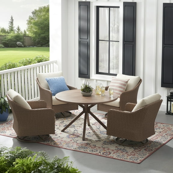 Mainstays Chelsea 5-Piece Outdoor Dining Set with Swivel Rocker Chairs