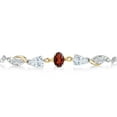 thumbnail image 2 of Gem Stone King 925 Silver and 10K Yellow Gold Red Garnet White Moissanite and Lab Grown Diamond Tennis Bracelet for Women By Keren Hanan (1.61 Cttw, Adjustable up To 9 inch), 2 of 3