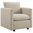 thumbnail image 1 of Modern Contemporary Urban Design Living Room Lounge Club Lobby Armchair Accent Chair, Fabric, Beige, 1 of 9
