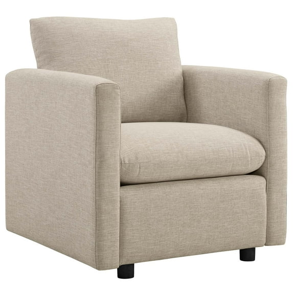 Modern Contemporary Urban Design Living Room Lounge Club Lobby Armchair Accent Chair, Fabric, Beige