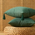 thumbnail image 2 of SLYNSHome Throw Pillow Case,18x18 inch Solid Color Pillow Covers Cotton And Linen Cushion Covers with Tassel Lightweight Soft Easy Care for Sofa Car Bed Winter Home Decoration (Green), 2 of 7