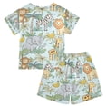 thumbnail image 5 of joogoo Zoo Elephant Monkey Giraffe Pattern Pajama Sets Short Sleeve Cotton 2-Piece Sleepwear 10Y, 5 of 7