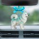 thumbnail image 4 of Adorno de perro de vidrio marino Decoración hecha a mano para hogar, coche o regalo – Pomerania, Husky, razas Alaskan – estilo cabaña costera, materiales reciclados, 4 of 5