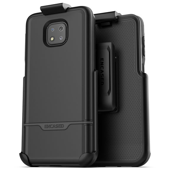Encased Moto G Power 2021 Belt Clip Case (Rebel) Military Grade Full Body Rugged Cover Holster (Motorola G Power) Black