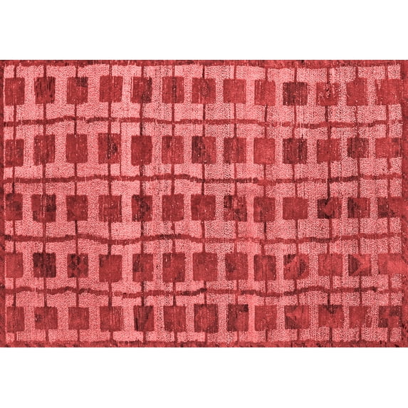 Ahgly Company Indoor Rectangle Abstract Red Modern Area Rugs, 7' x 9'