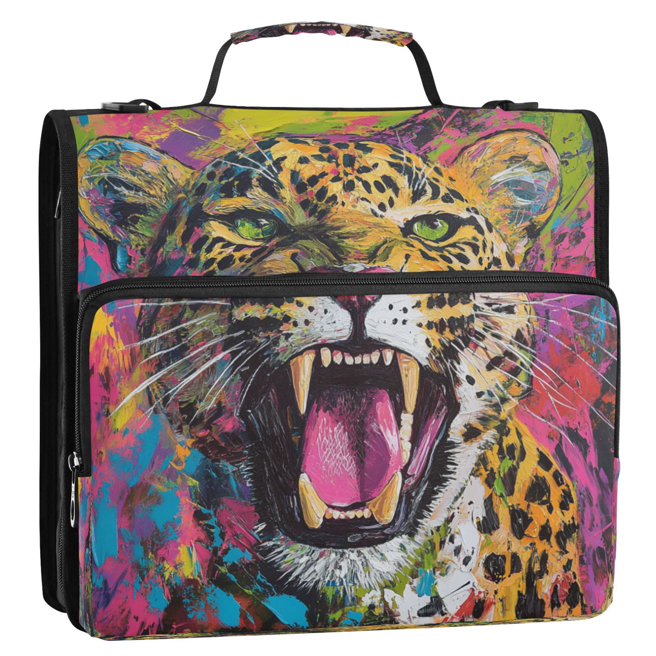 YAZAOO Zipper Binder trapper keeper Documents Organized Design Fierce Feline Roar Printed