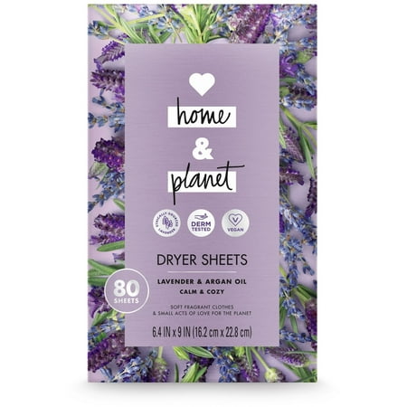 Love Home and Planet Dryer Sheets Lavender & Argan Oil Calm & Cozy 80 count