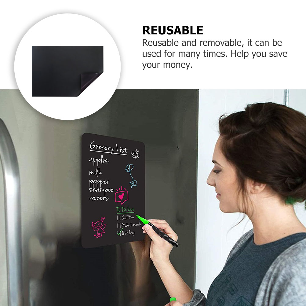 Hemoton 3pcs Reusable Refrigerator Tips Magnetic Sheet Self-Stick Magnetic Blackboard Sticker