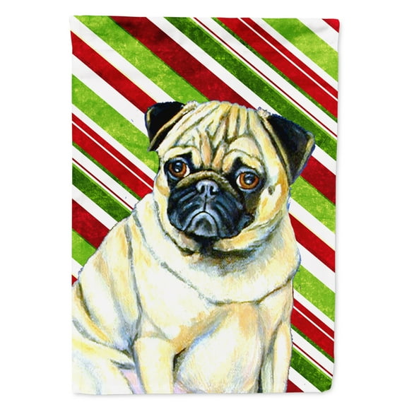 Carolines Treasures LH9252-FLAG-PARENT Pug Candy Cane Holiday Christmas  Flag  multicolor