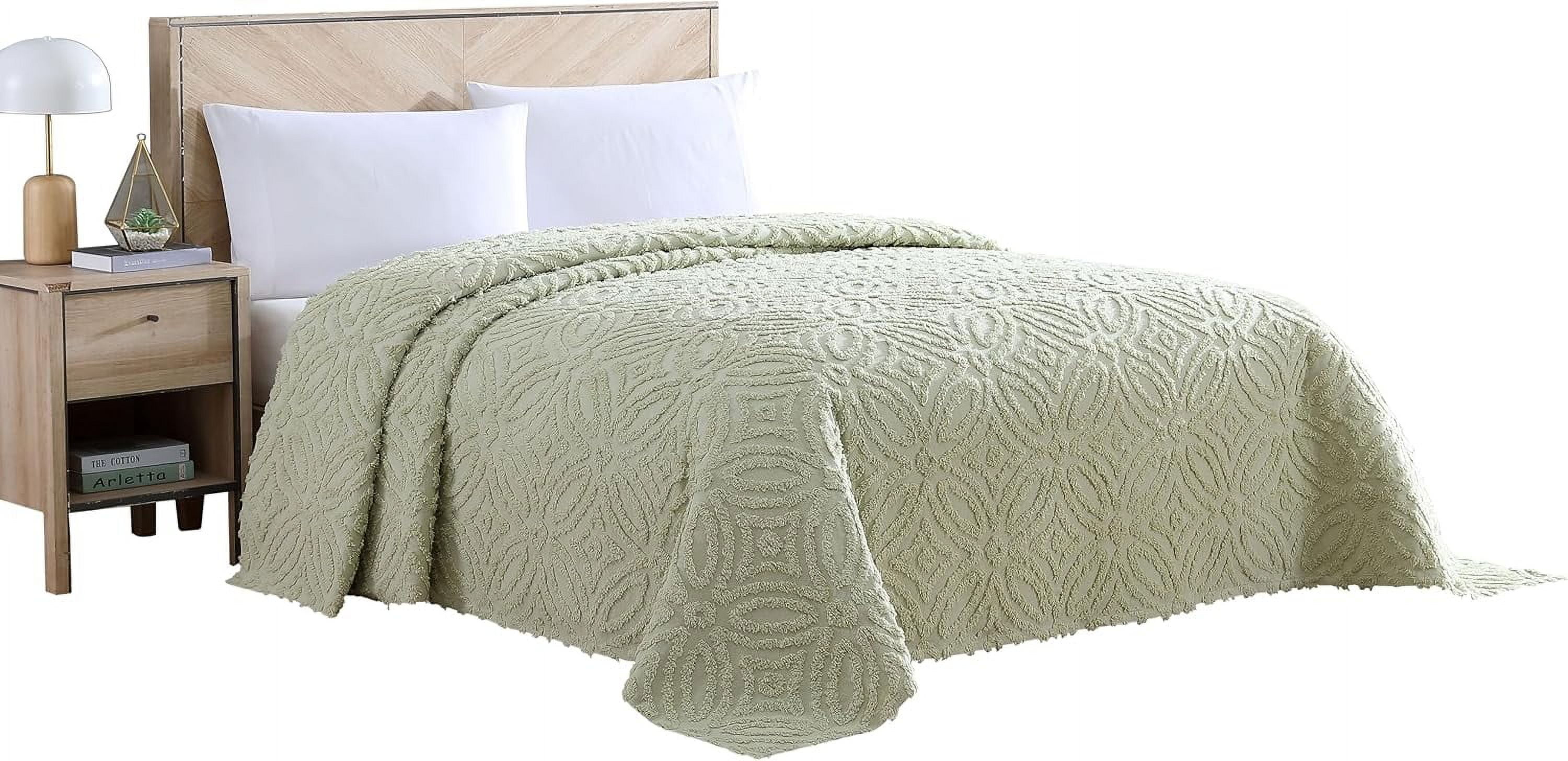 Wedding Ring Chenille Bedspread, Queen, Sage