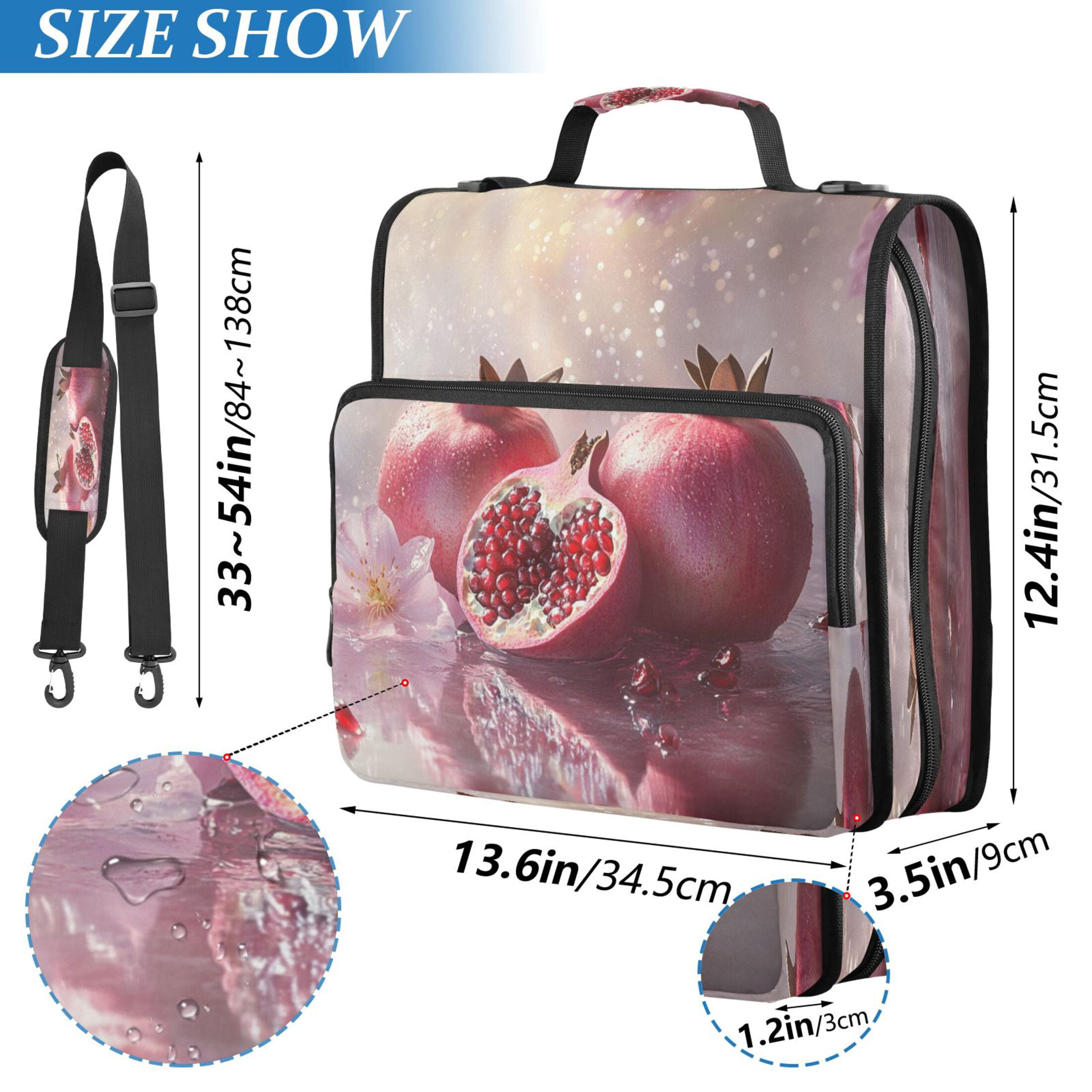YAZAOO Zipper Binder trapper keeper Documents Organized Design Pomegranate Bliss Printed