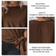 thumbnail image 3 of Camisa de manga corta para mujer, cuello redondo, dobladillo con nudo, Color puro, corte holgado, Top informal para mujer para citas, compras diarias, 3 of 6