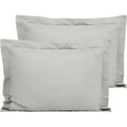 100% Egyptian Cotton Sateen Weave-Luxurious 600 Thread Count Pillow Shams | Set of 2 | Euro Size 26" x 26"(Inches) Silvery Grey Solid.